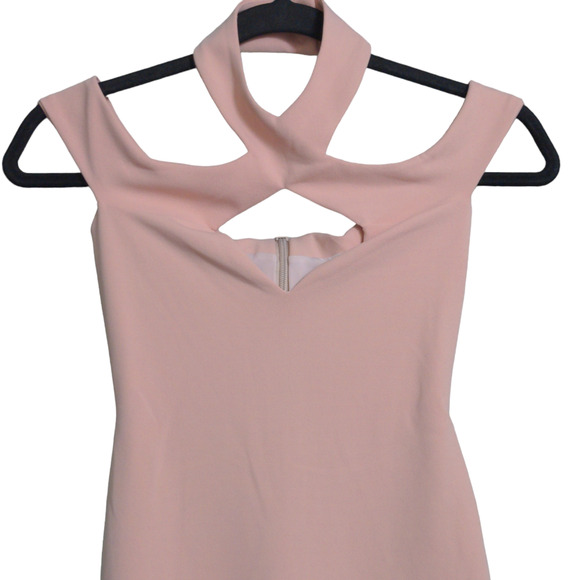 Nookie Hollywood Midi Dress Blush Pink Off the Shoulder Cutout Choker XS New - Picture 3 of 12